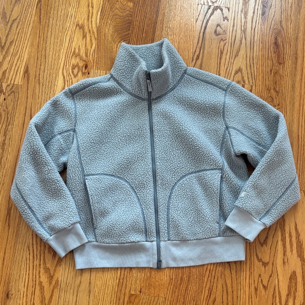Everlane The Renew Teddy Fleece Bomber Jacket in Light Gray Women's Large